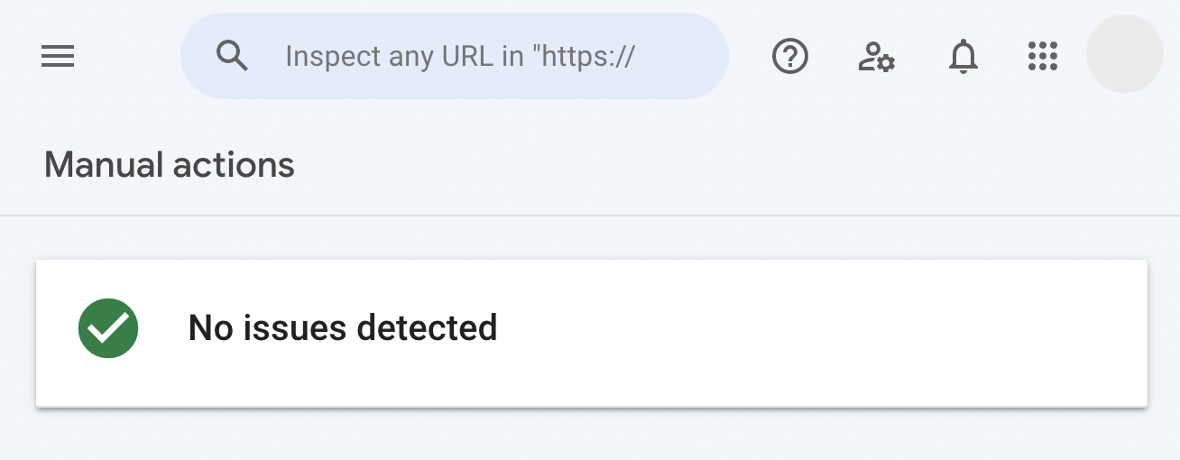 Manual actions section in Google Search Console