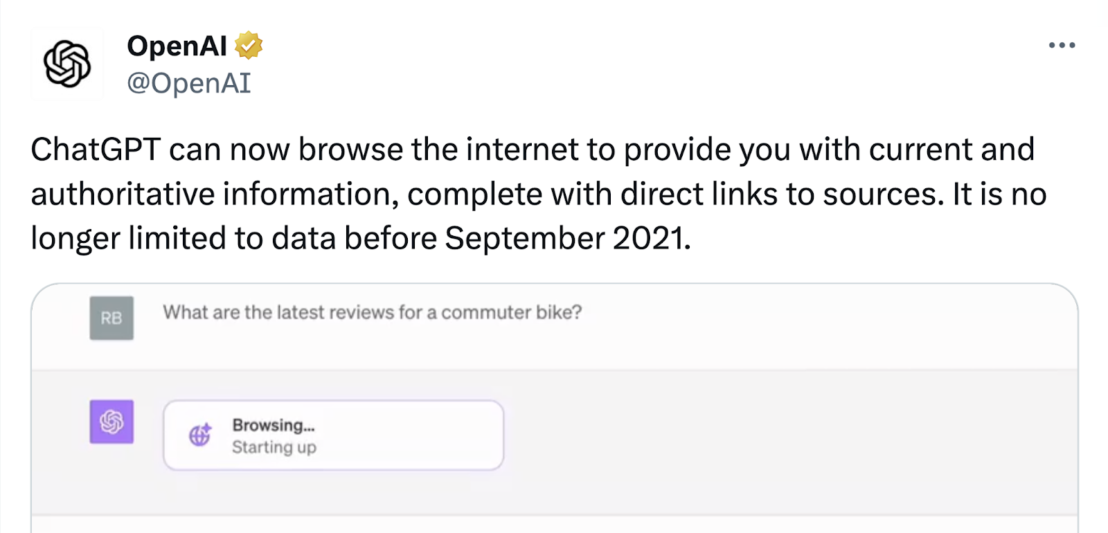 OpenAI's announcement about ChatGPT's ability to browse the internet