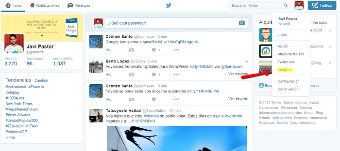 Cómo entrar en Twitter Analytics