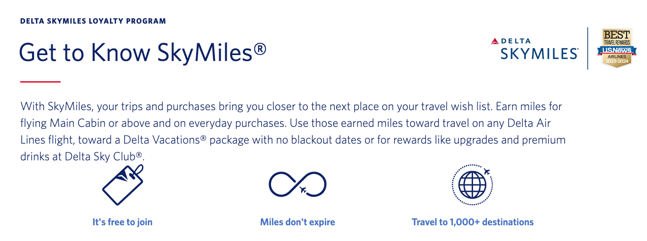 SkyMiles program from Delta Air Lines