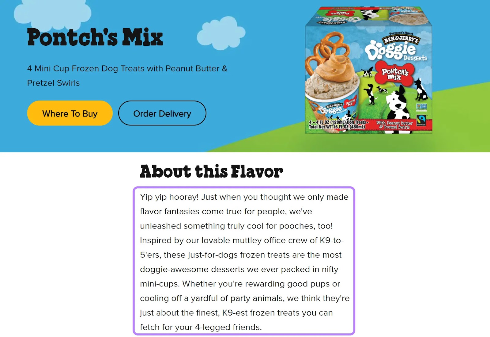 Ben & Jerry’s Pontch's Mix landing page