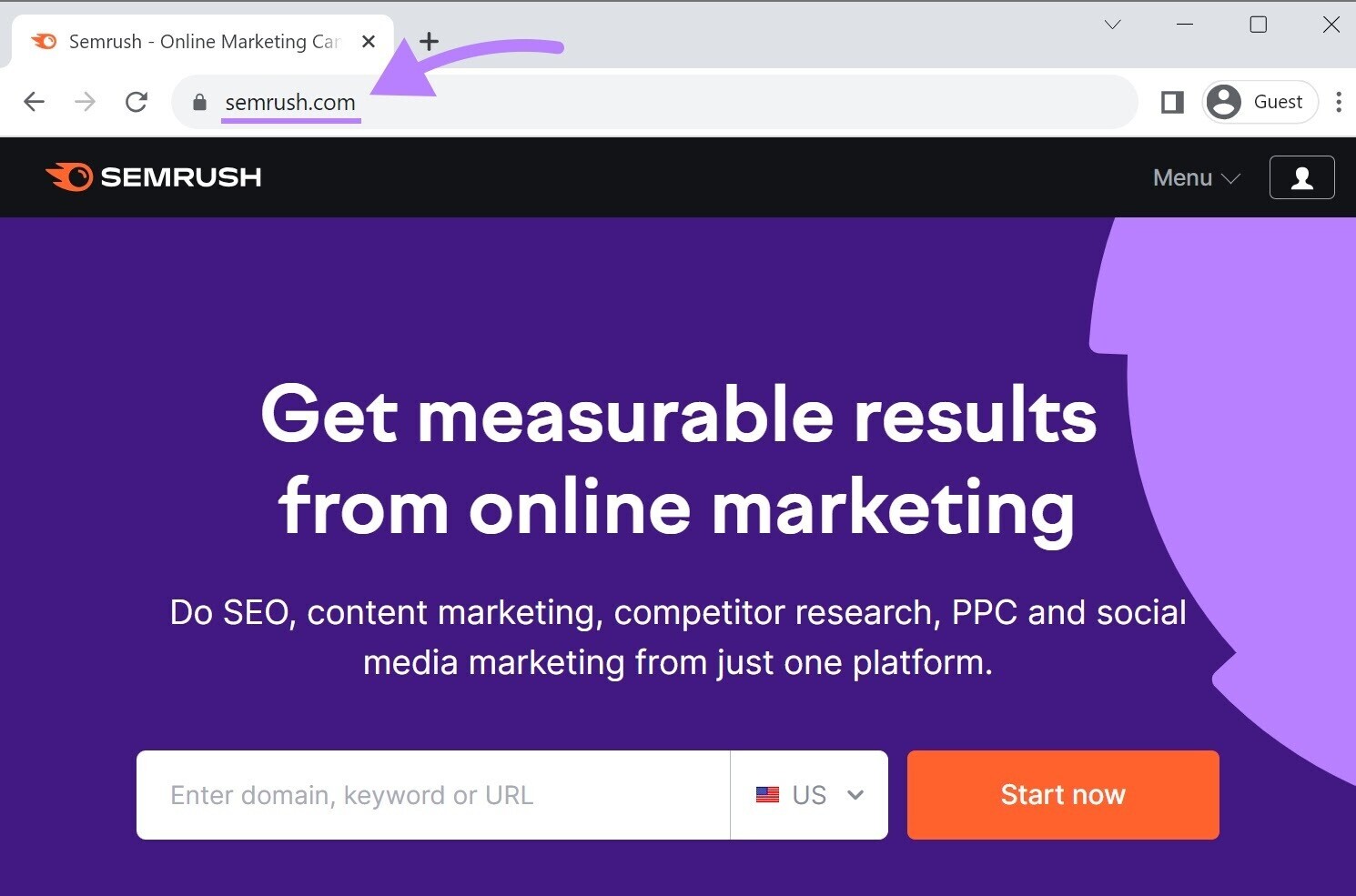 “semrush.com” page