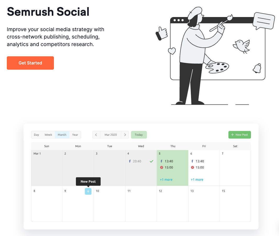 Semrush Social landing page