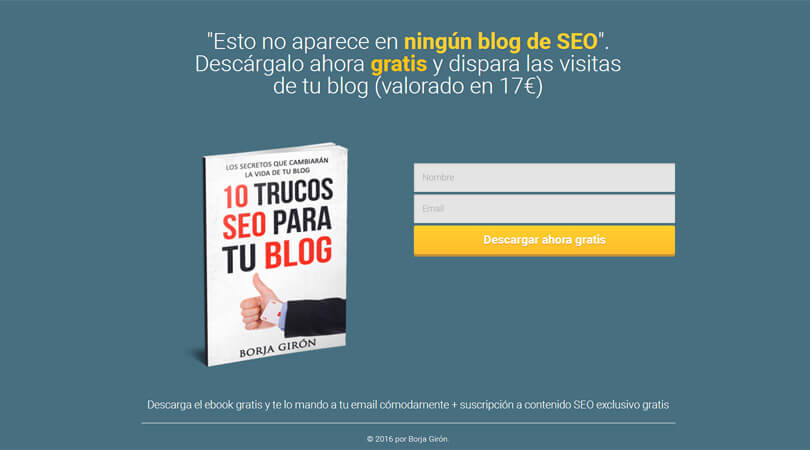 Ejemplo de landing page