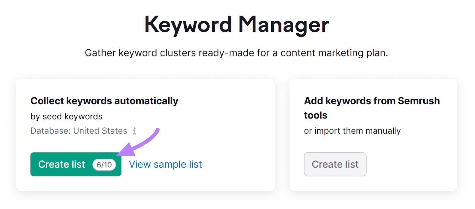 Keyword Manager tool