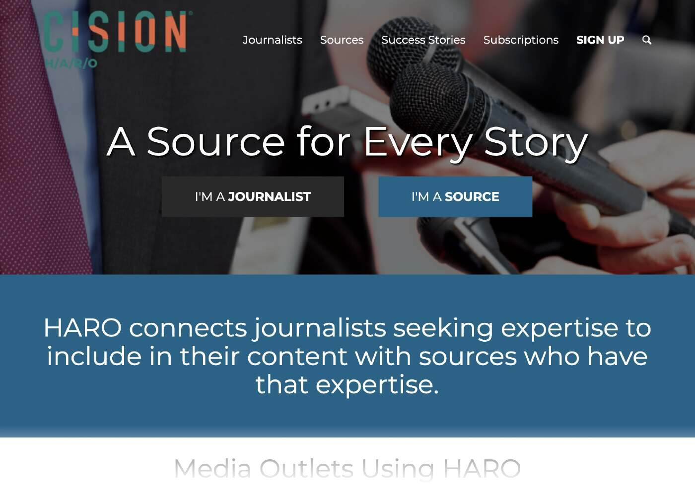 Help a Reporter Out (HARO) homepage