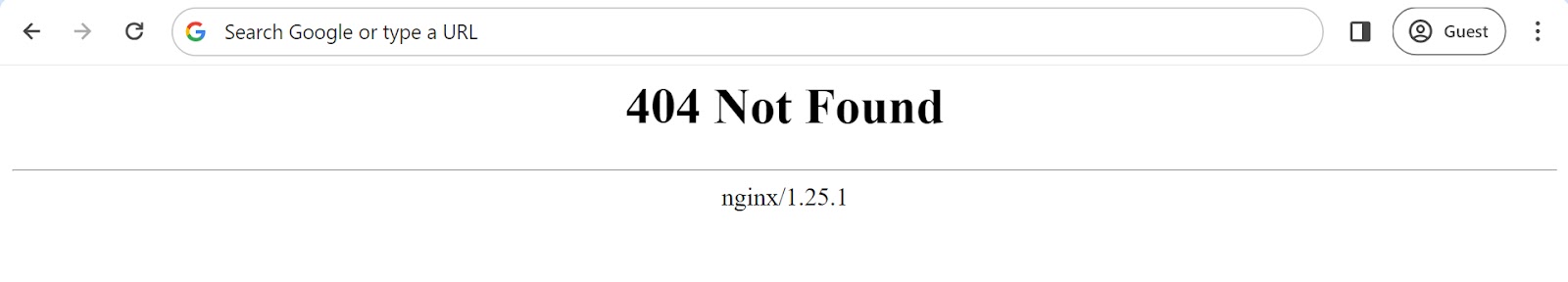 Una página 404 básica con el mensaje "404 No encontrado".