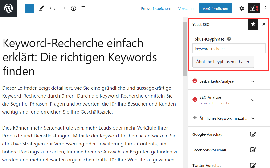 Die Yoast-Semrush-Integration in WordPress