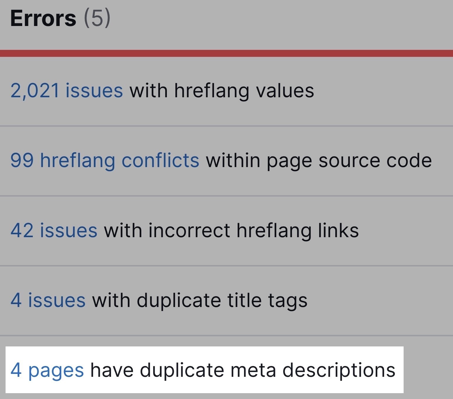 duplicate meta descriptions