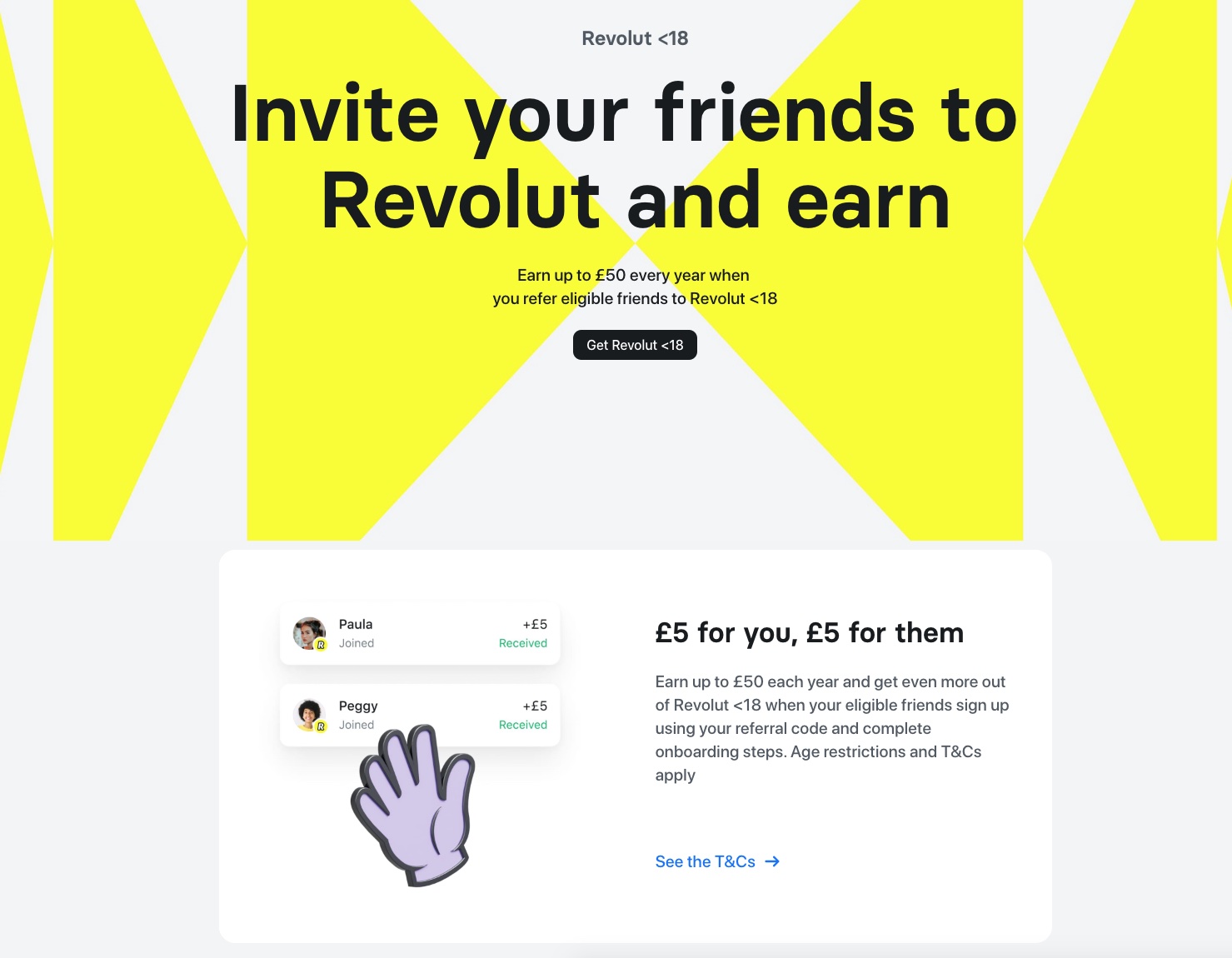 Revolut's referral programme  landing page