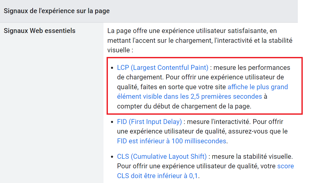 Google sur la vitesse d'un site