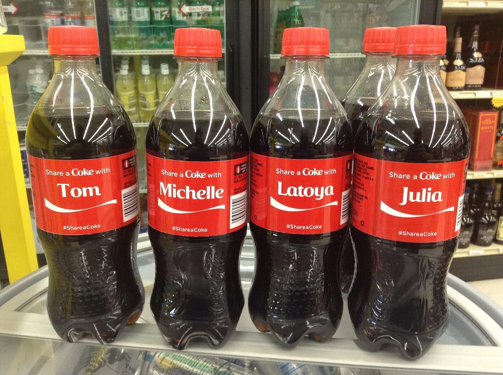 Coca-Cola's bottles on the shelf