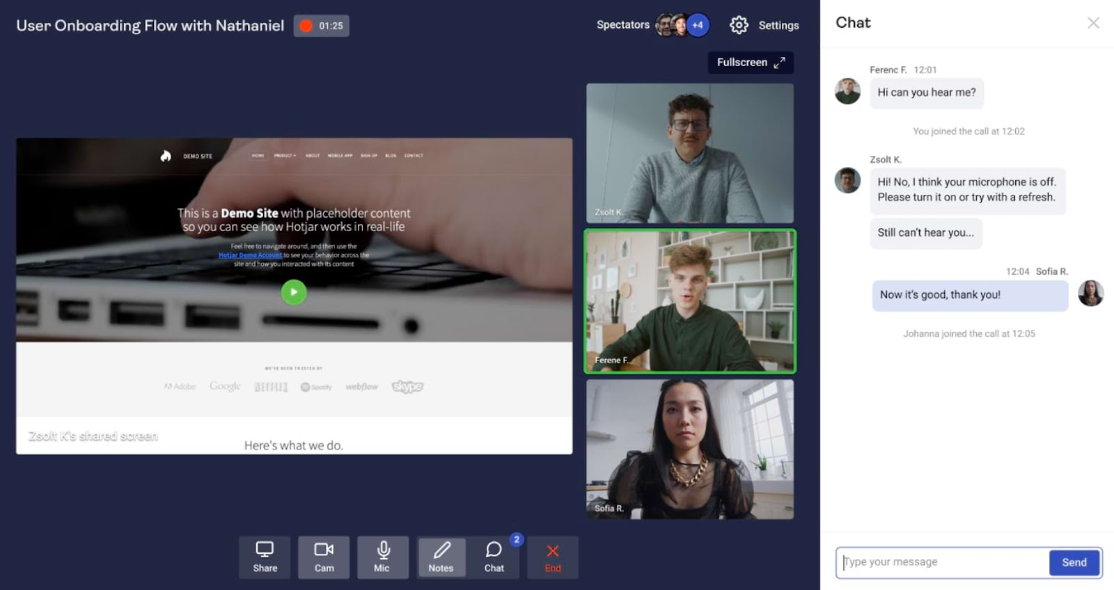 Hotjar’s “Engage” lets you conduct video interviews with users
