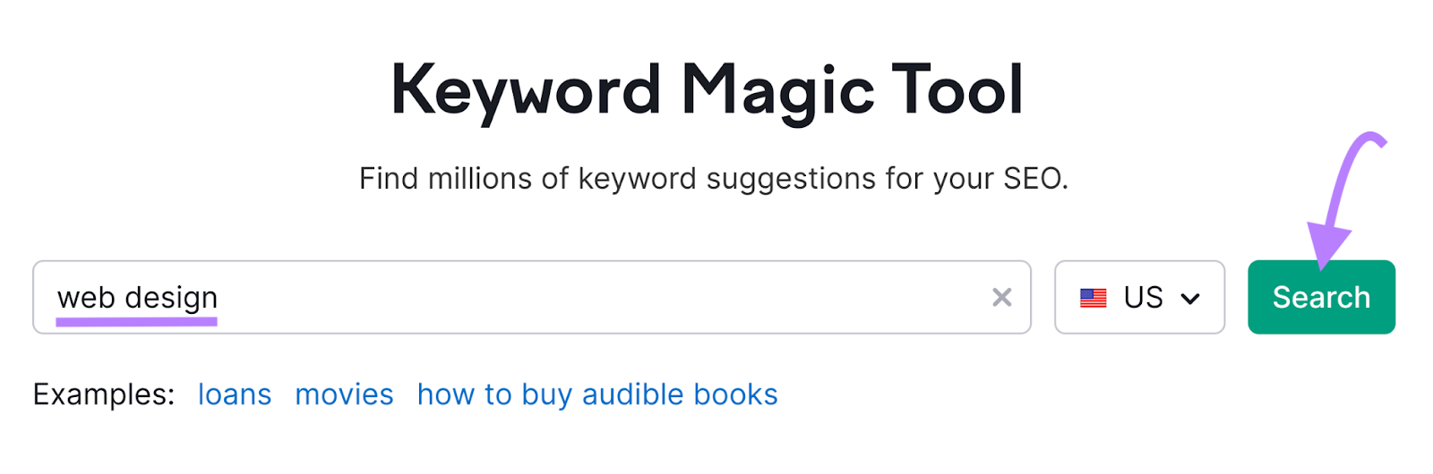 Keyword Magic Tool search for "web design"