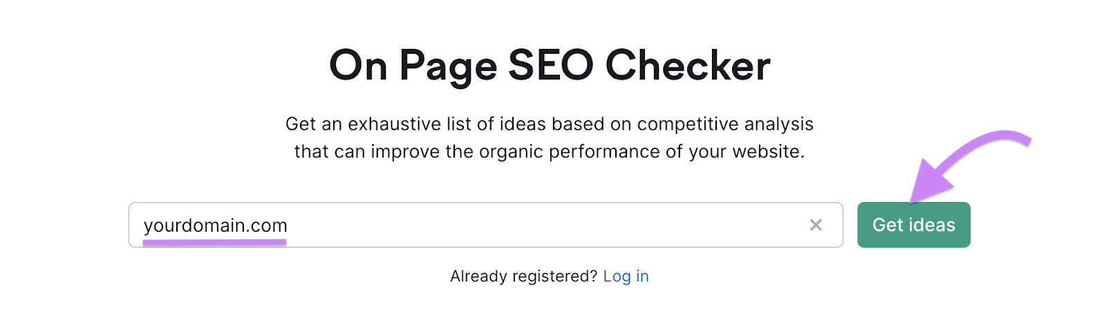 On Page SEO Checker hunt  bar