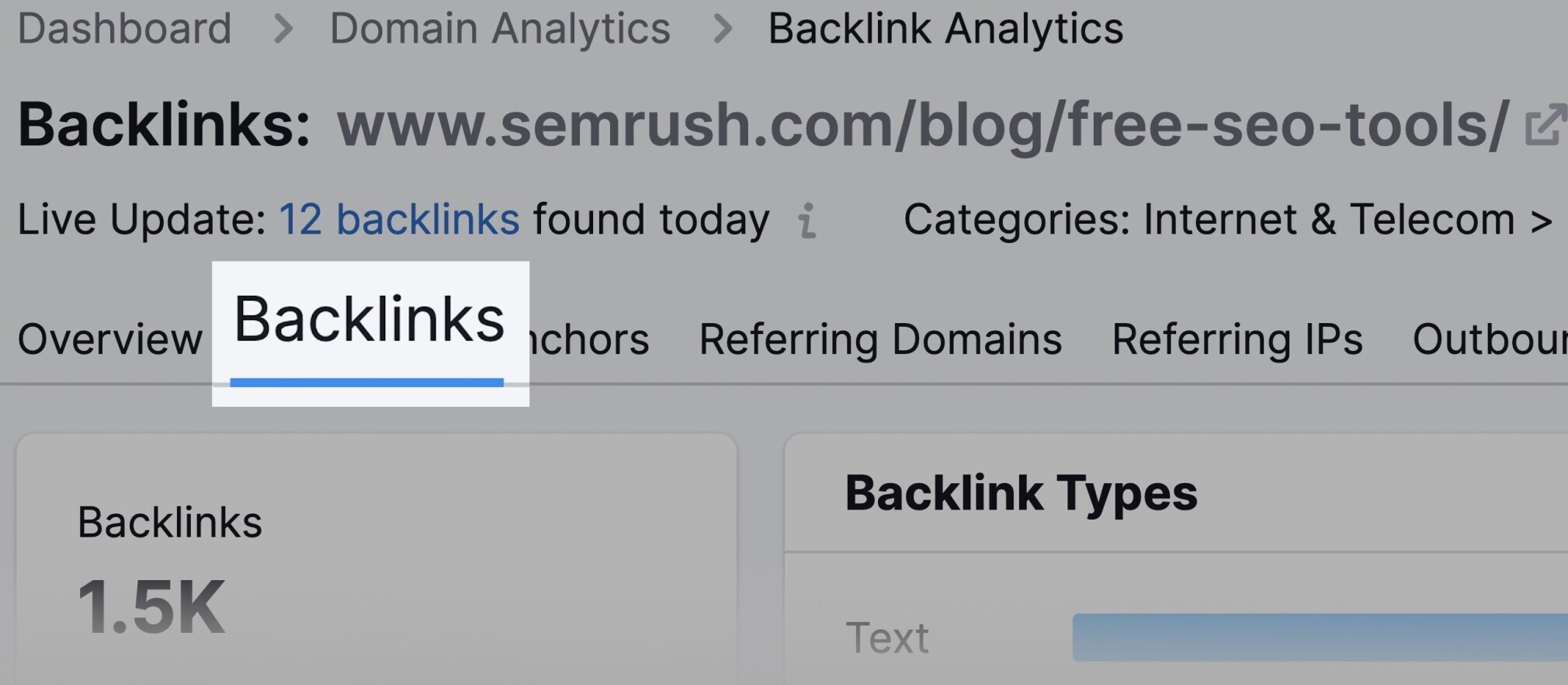blog backlink analytics tool navigation