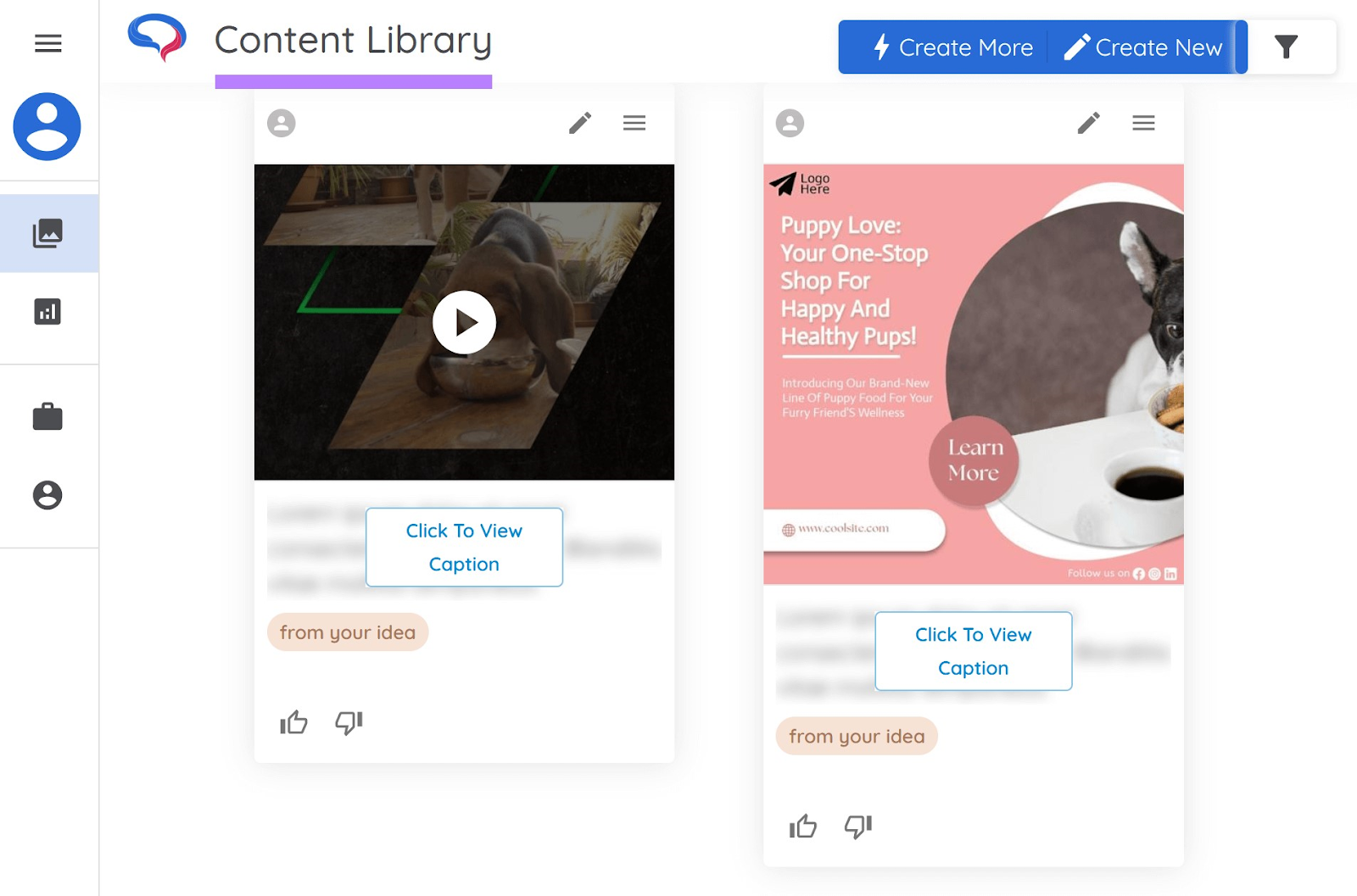 “Content Library” page
