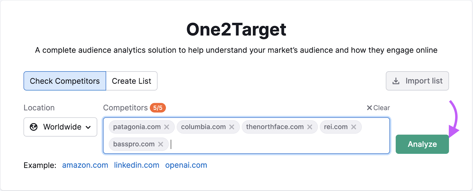 One2Target search