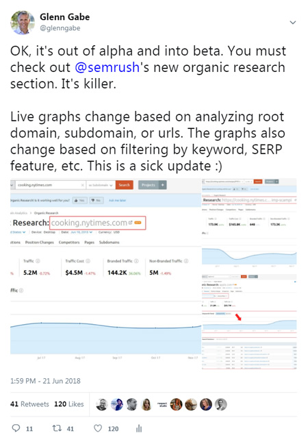 Nueva investigación orgánica - tuit