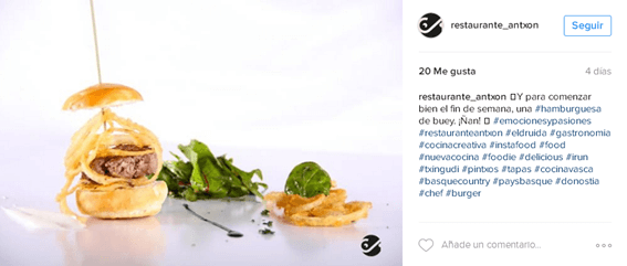 Redes Sociales para restaurantes - Publicación ok en Instagram