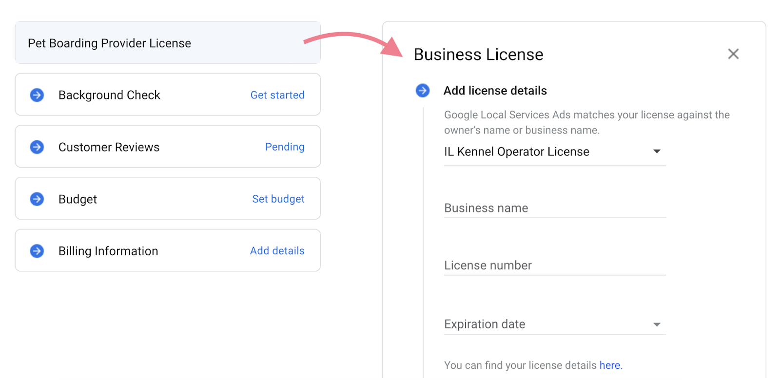 Business License page