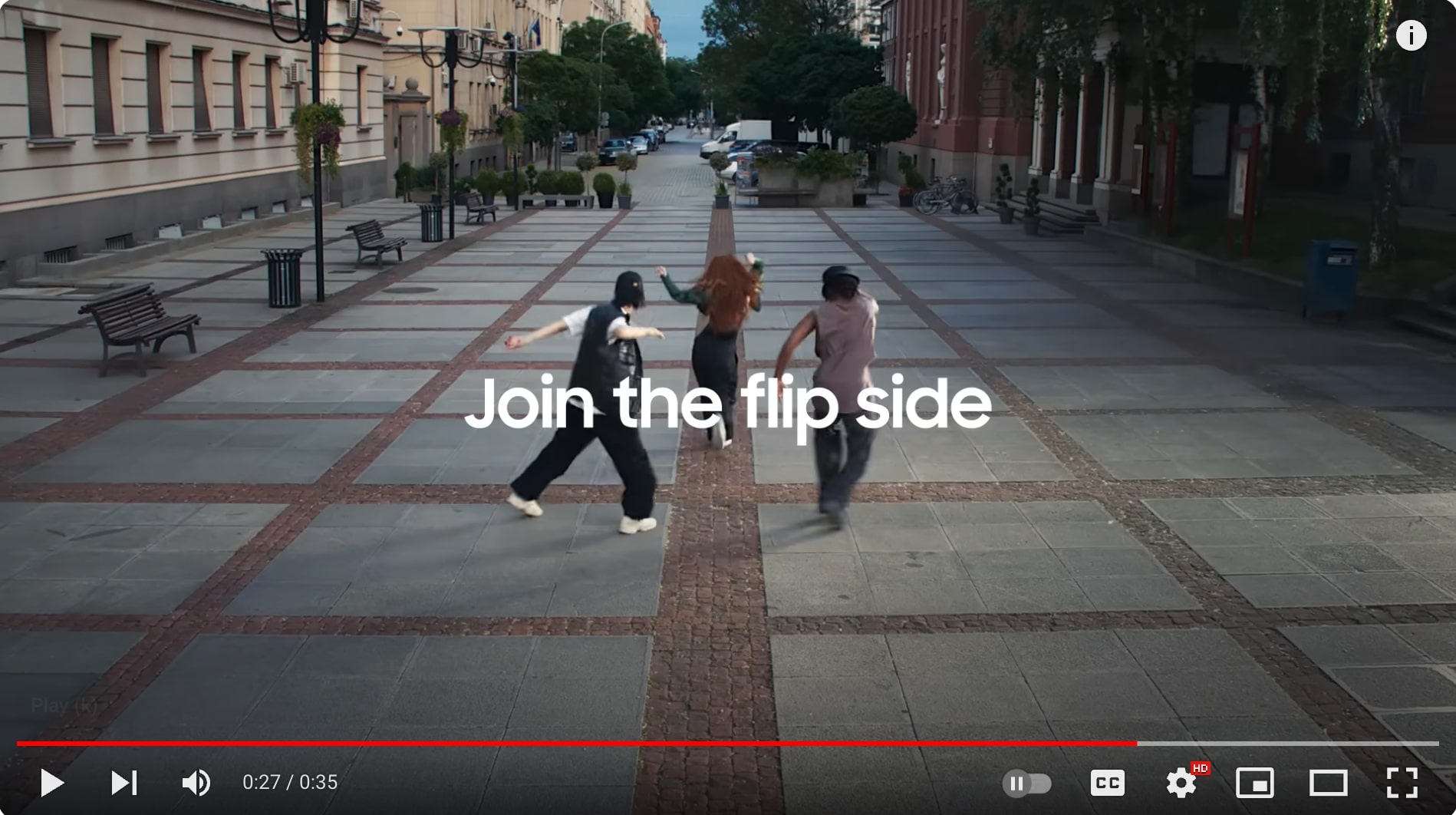 "Join the flip side" message in Samsung's ad