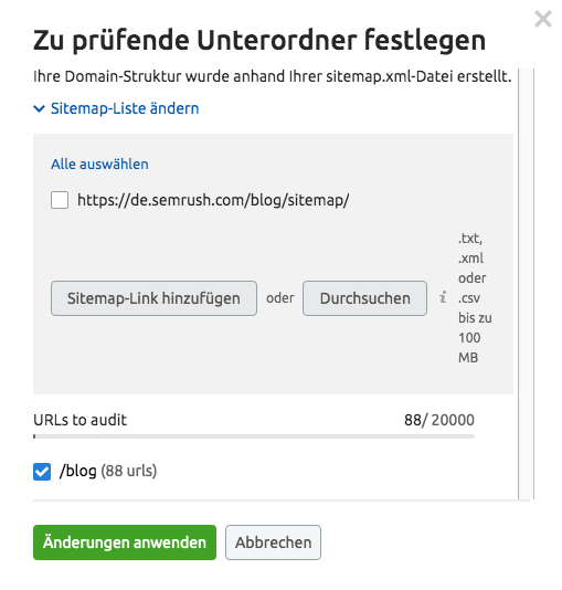 Content-Audit Ordnerauswahl