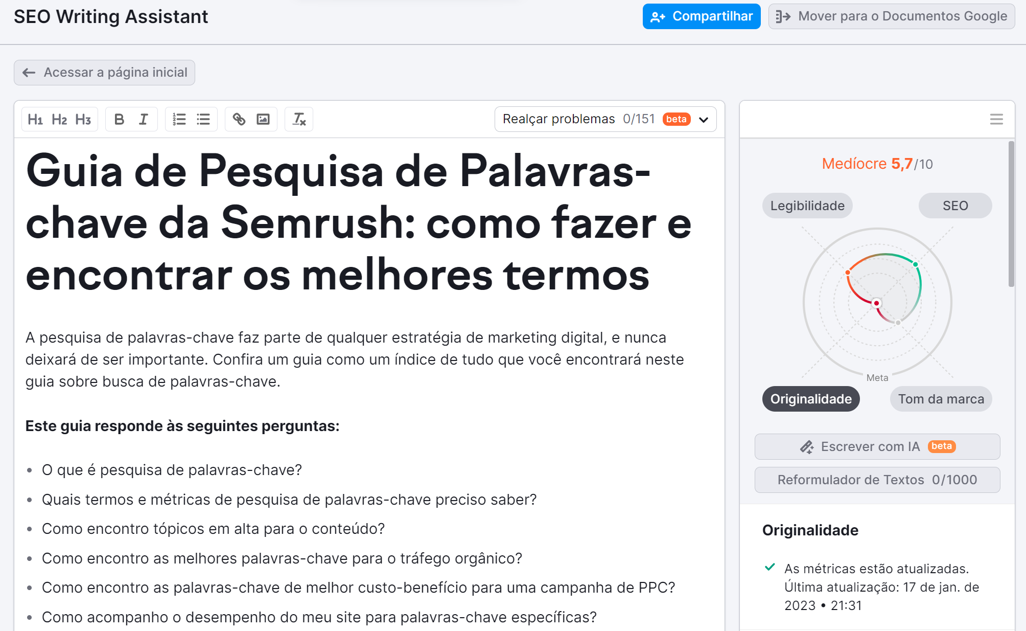 o que é e como dominá-la em 2023 9 usando a ferramenta seo writing assistant