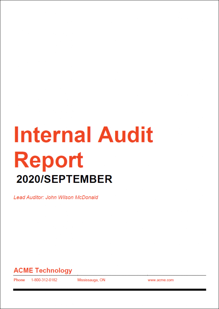 Internal audit report cover