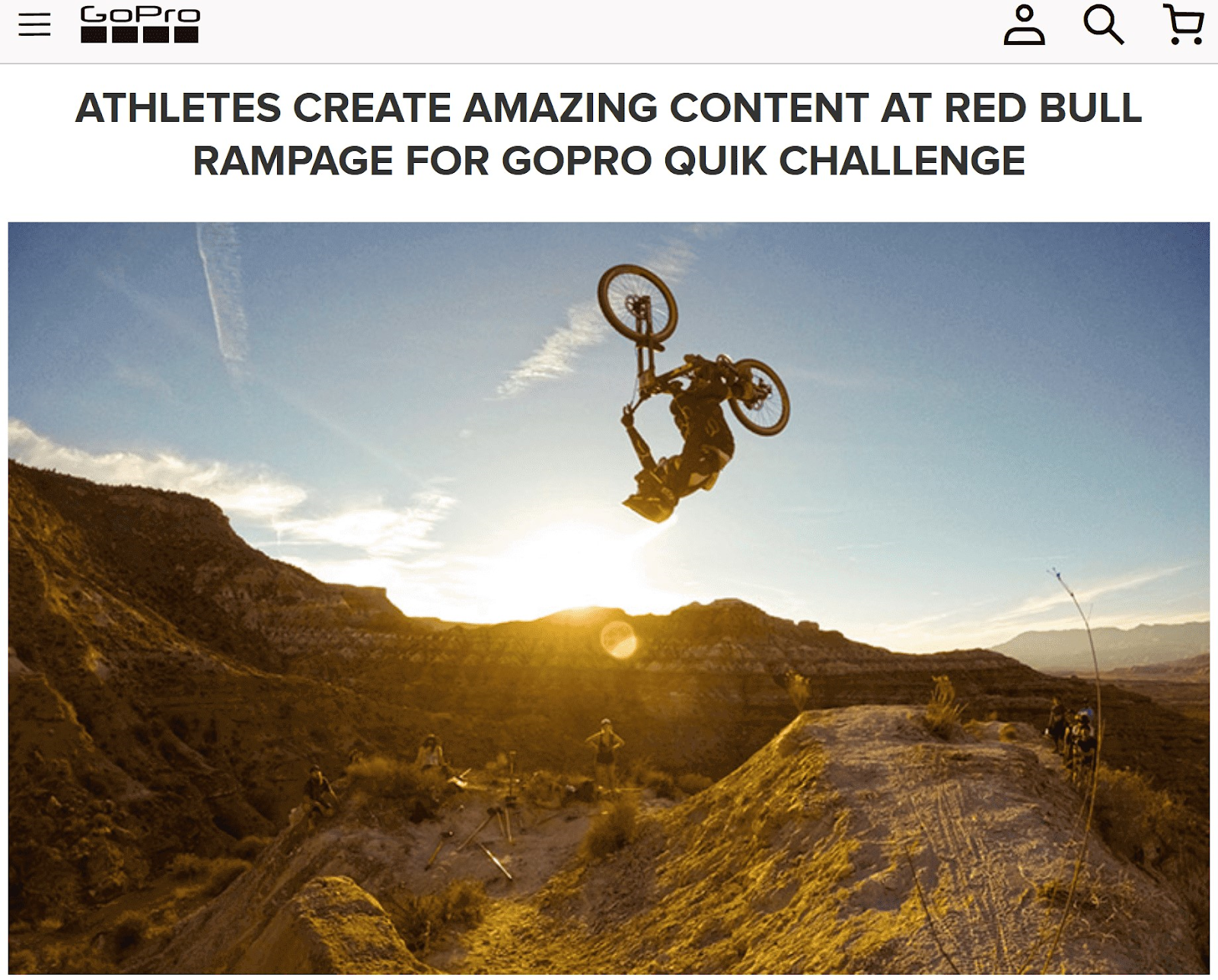 Article de GoPro "Les athlètes créent un contenu incroyable lors du Red Bull Rampage pour le défi rapide GoPro"