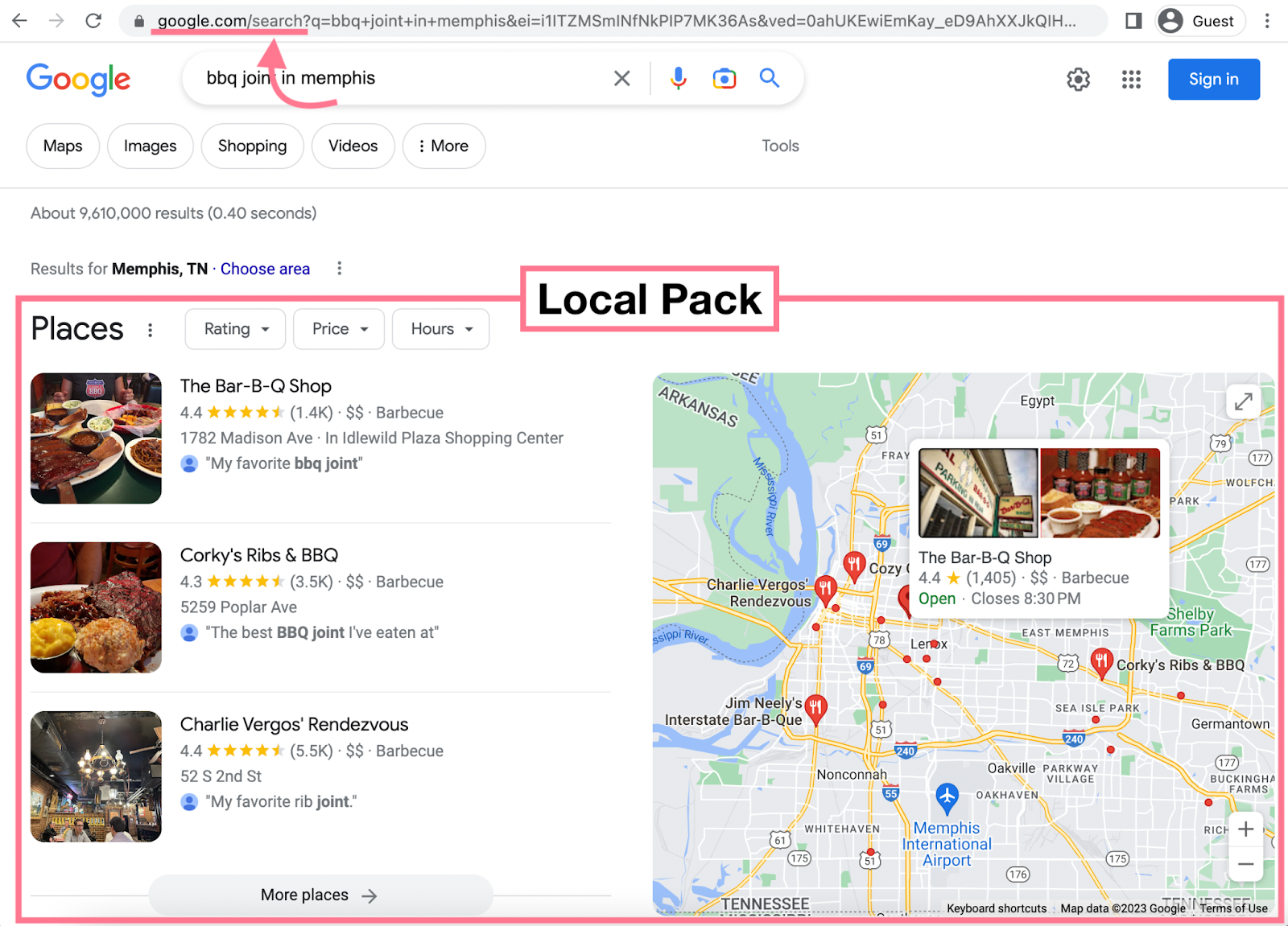 Local pack in Google