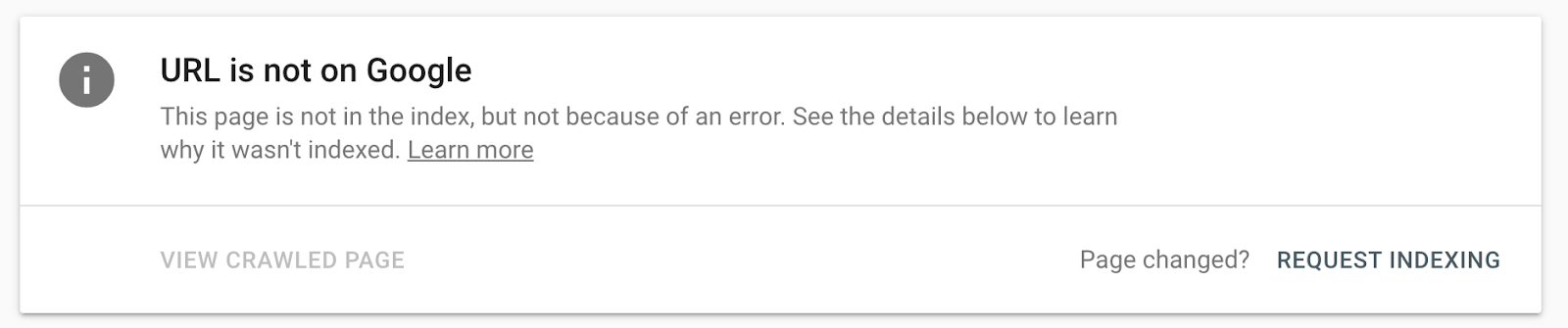 URL sem check no Google Search Console