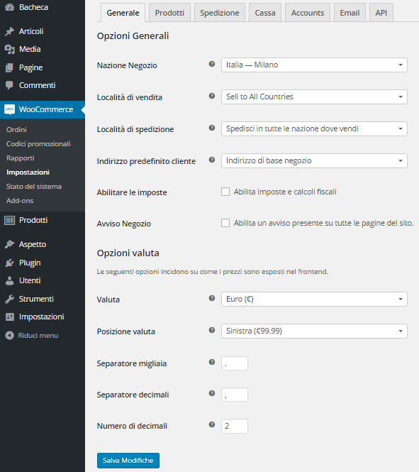 Installazione Woocommerce