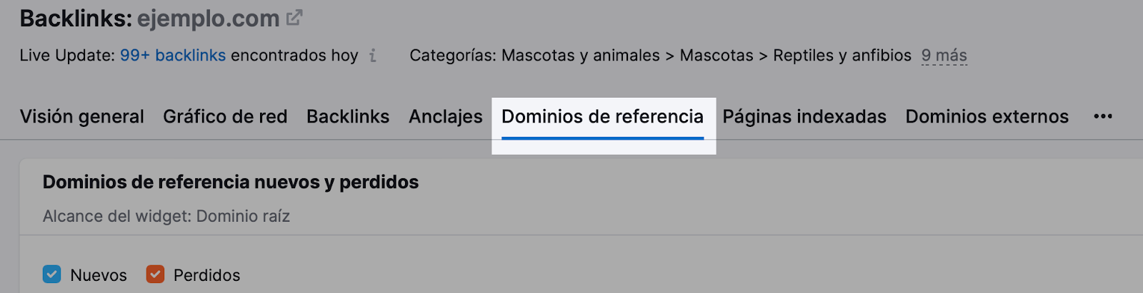 Dominios de referencia en Análisis de backlinks