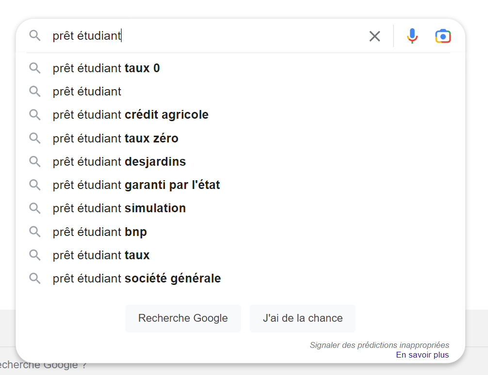 L’autocomplétion de Google