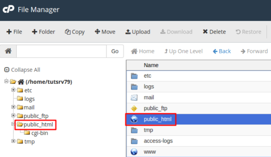 An image of an C Panel File manager