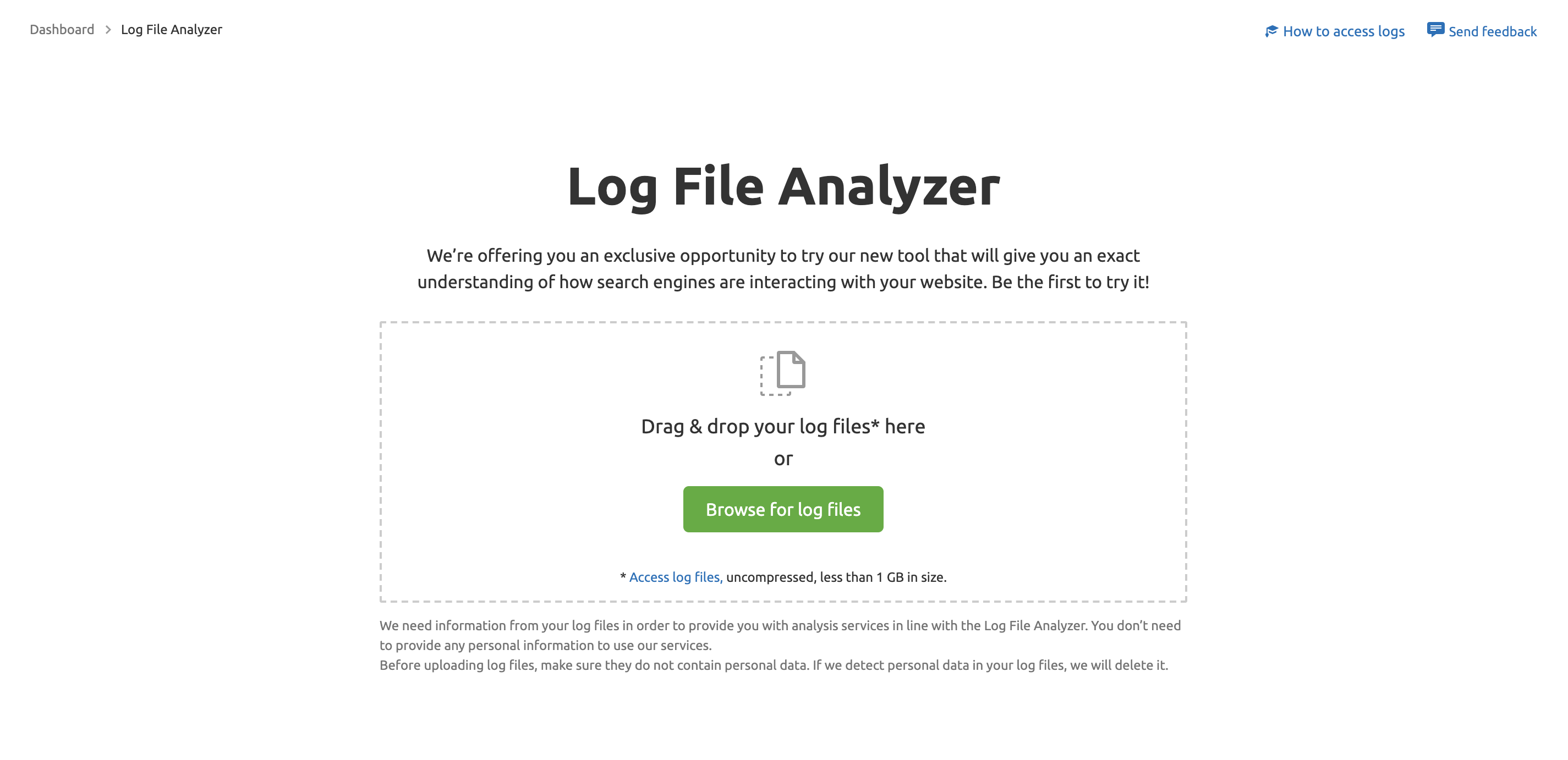 Semrush Log File Analyzer