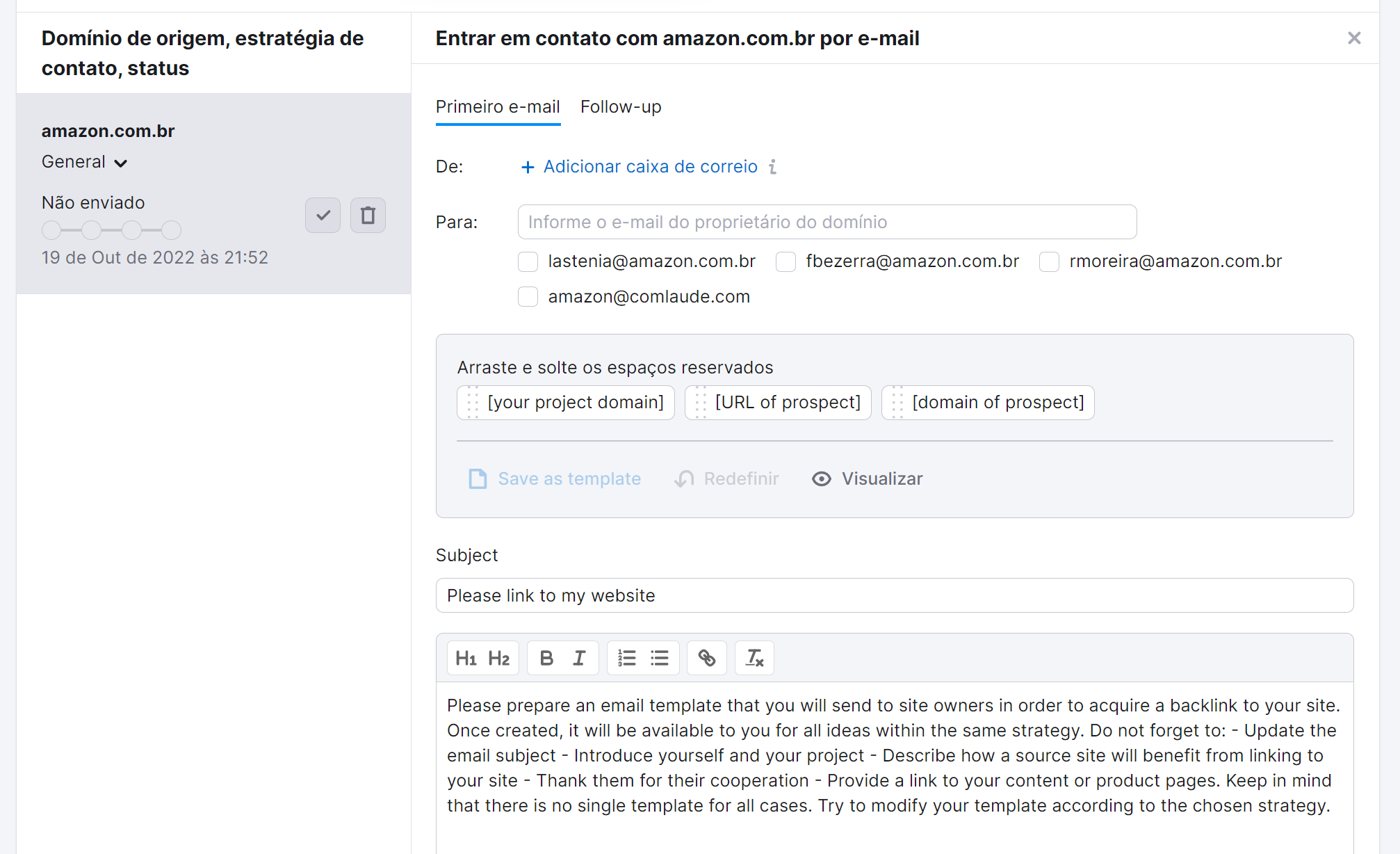 template de e-mail