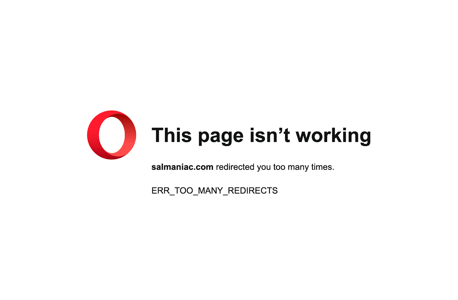 ERR_TOO_MANY_REDIRECTS error in Opera