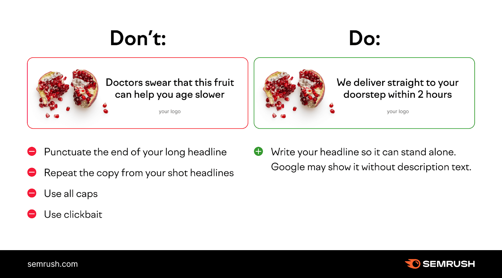 Long headlines do and don’t infographic