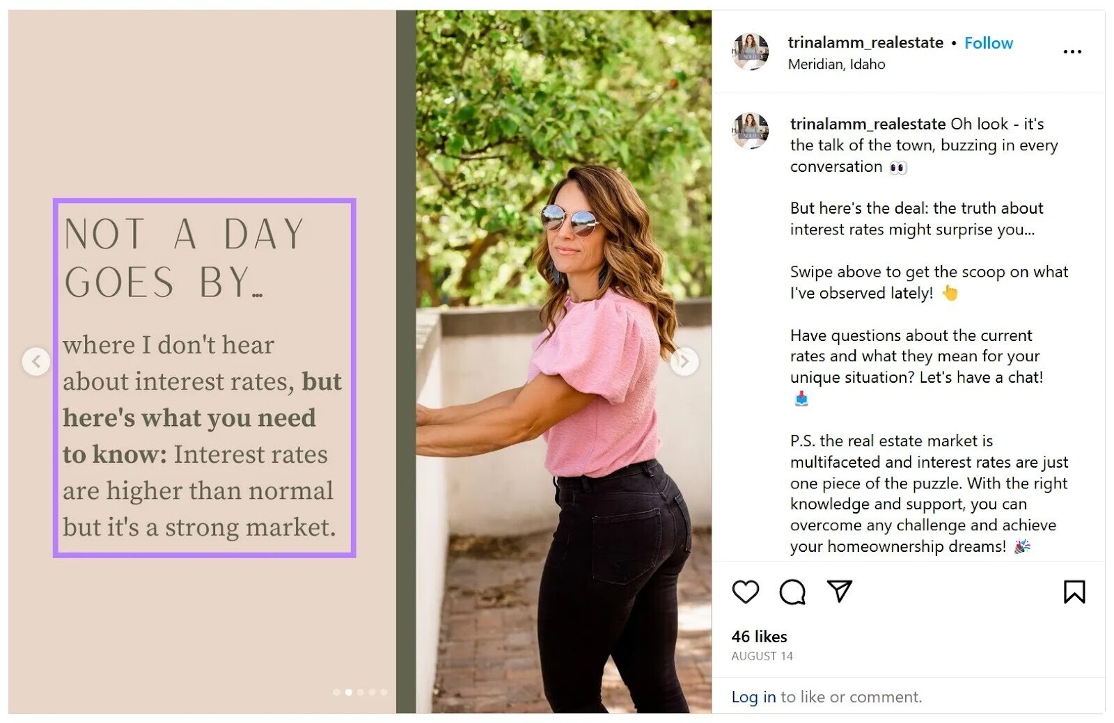 An Instagram post post addressing the misconception about interest rates