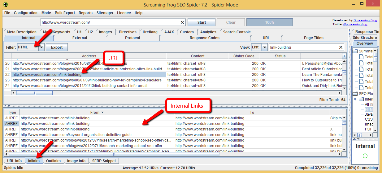 आंतरिक लिंक कैसे खोजें