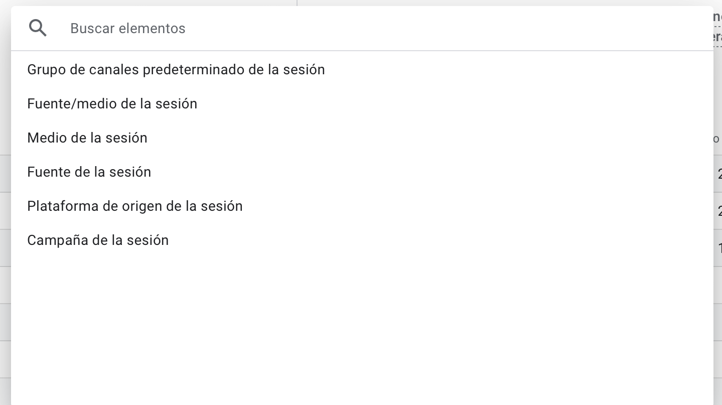 Opciones disponibles en los parámetros de GA4