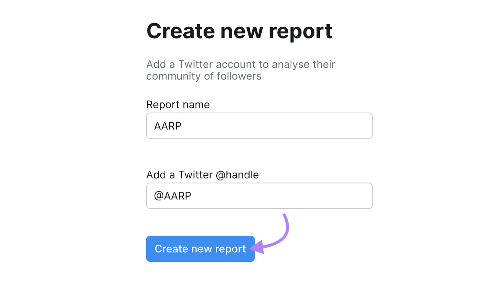 Create new report in Audience Intelligence app