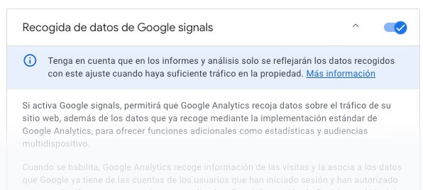 Recogida de datos de Google signals