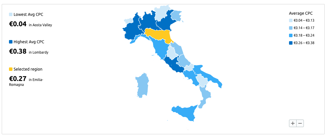 Costo della pubblicità in Italia per regioni