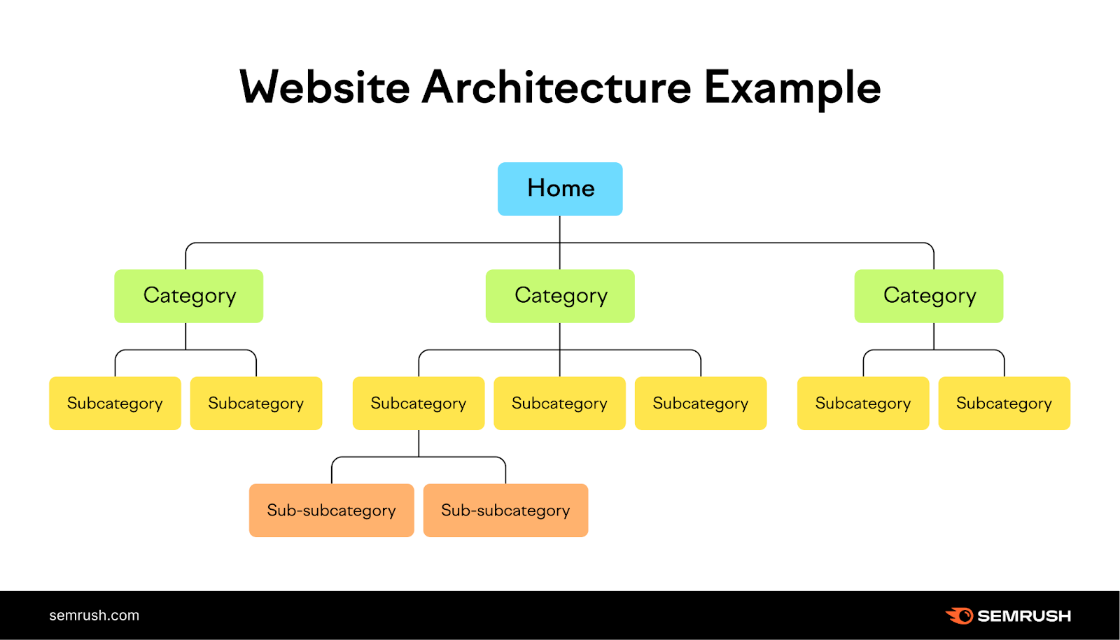 website architecture illustration  showing a location  leafage   on  with aggregate  antithetic  categories and subcategories