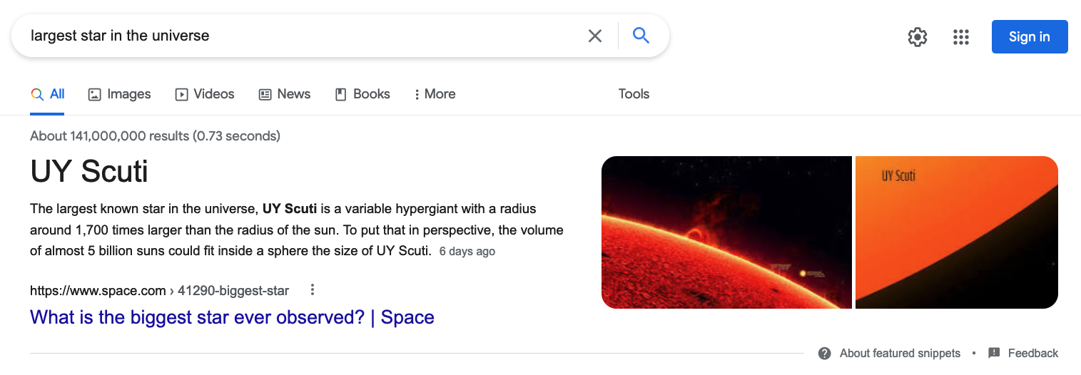 Featured Snippet about UY Scuti