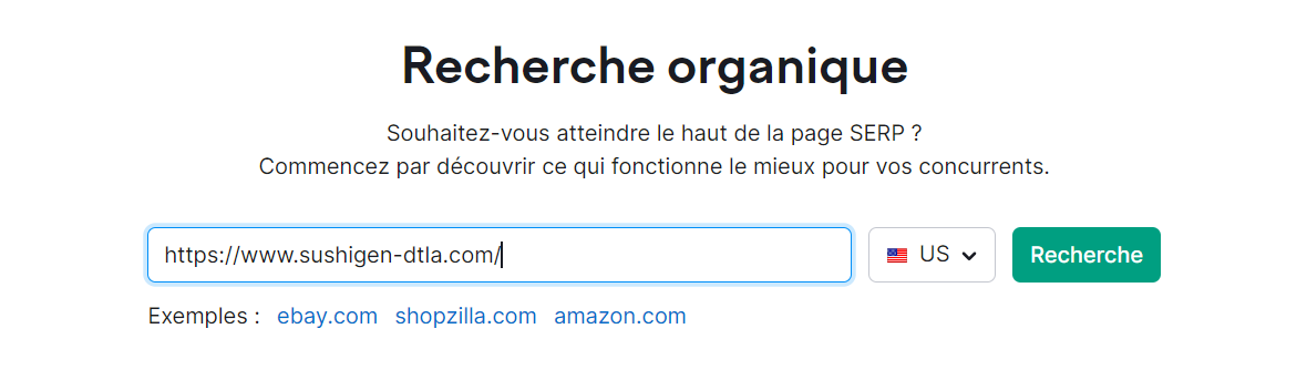 Recherche organique de Semrush