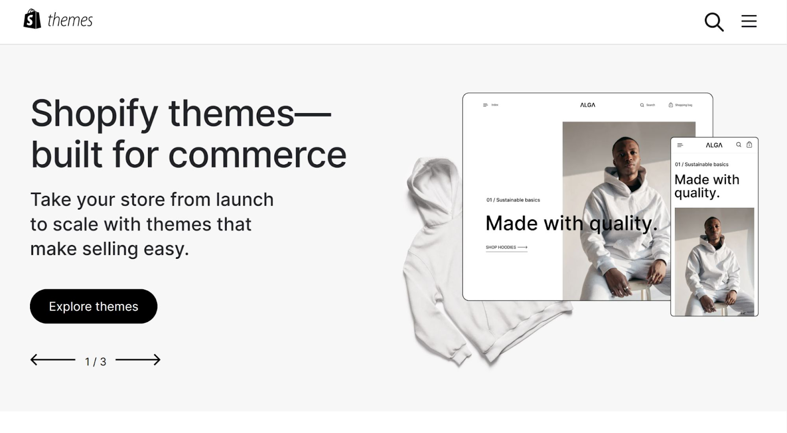Shopify themes homepage